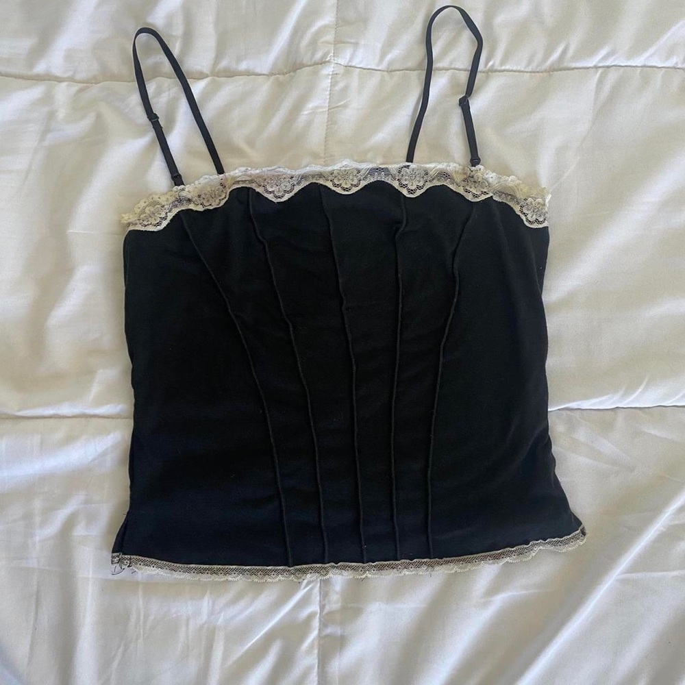 black top with lace trim